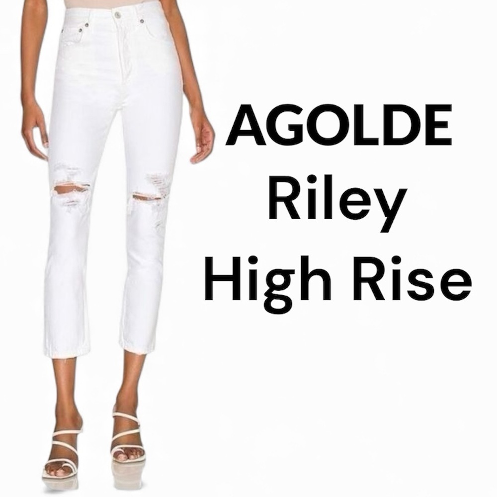 AGOLDE Riley High Rise Distressed | White “Sour Cream” | Women’s 30